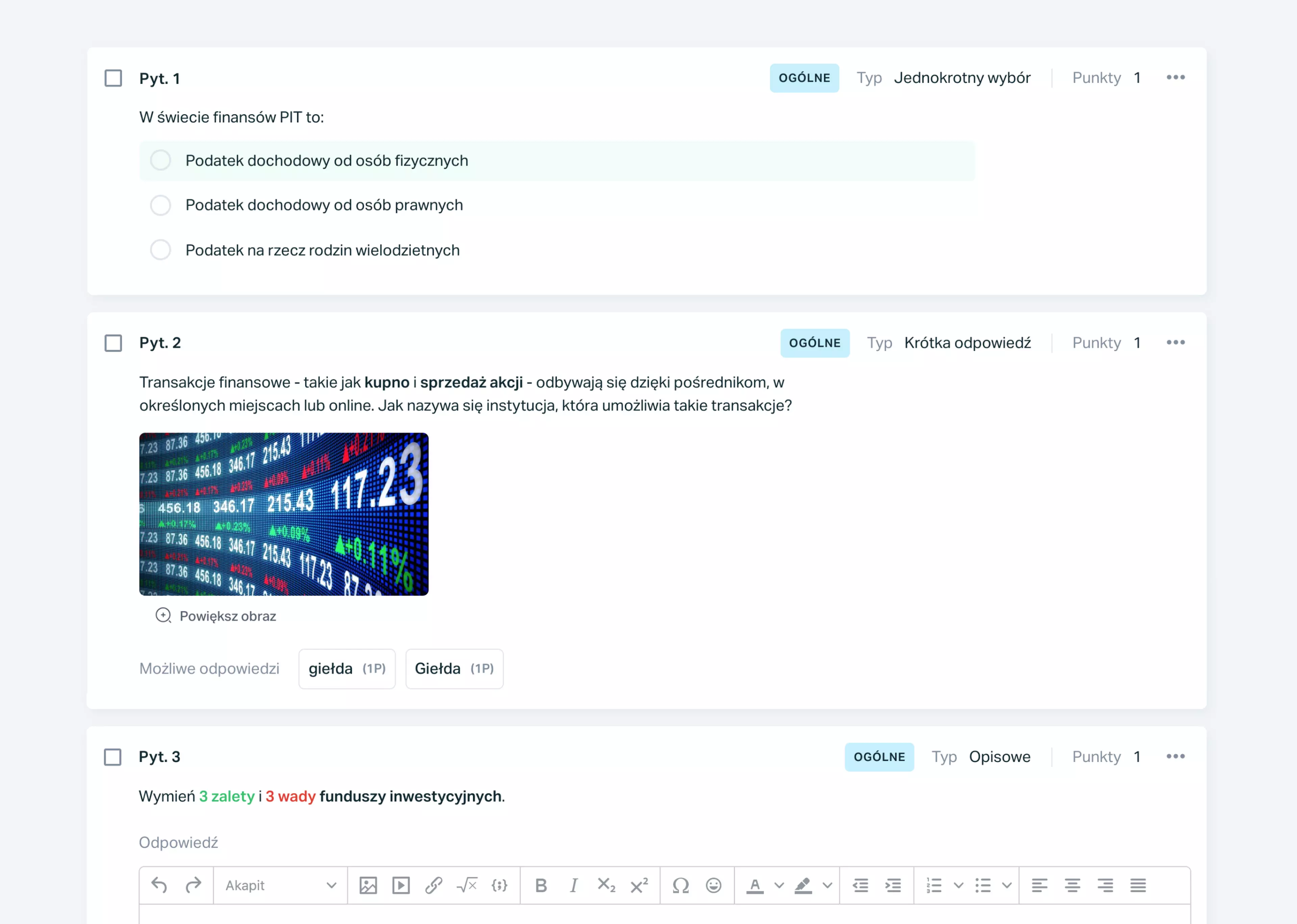  Stwórz własny test online z różnorodnymi pytaniami