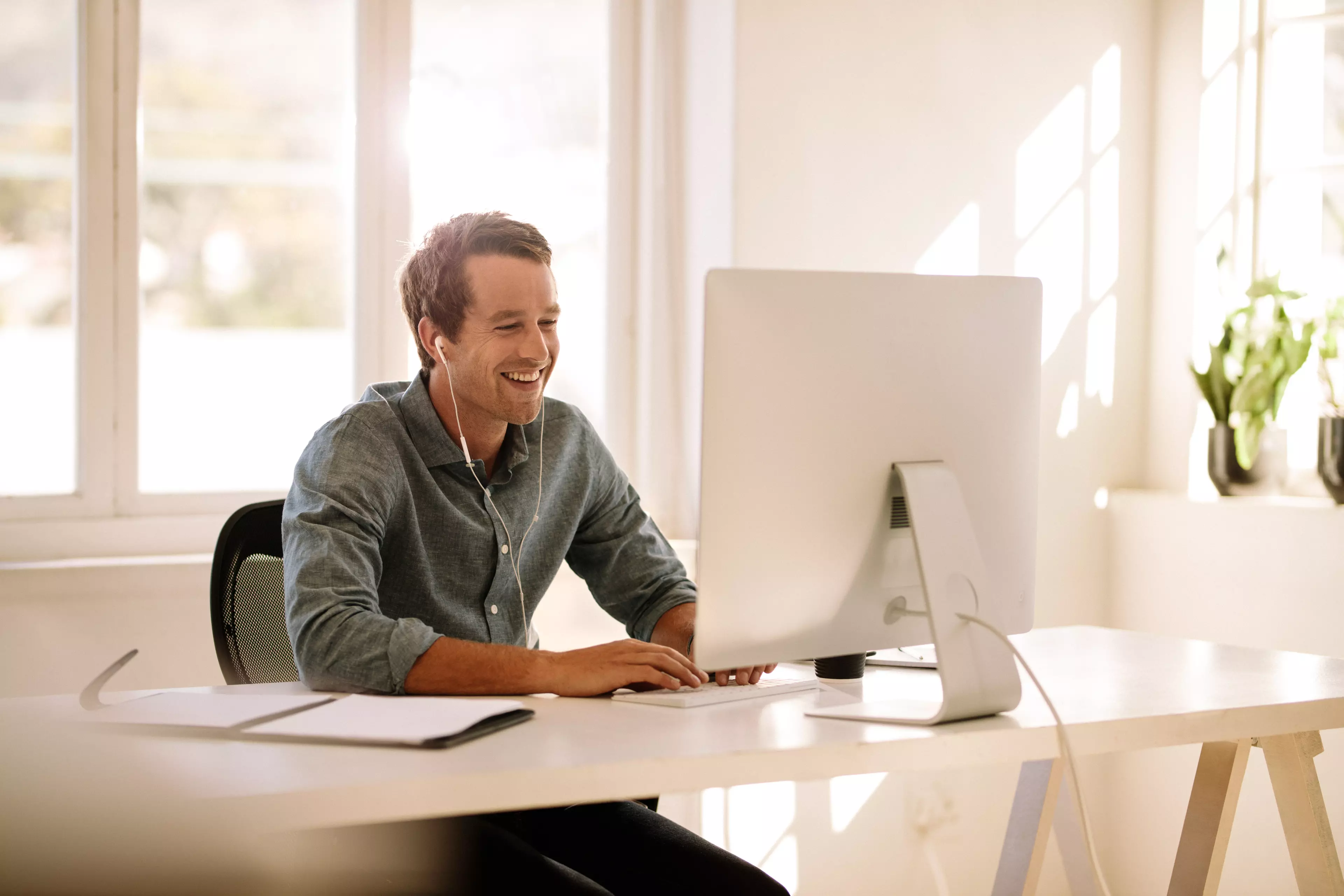 Man taking an online interview